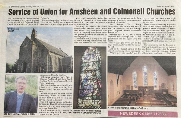 Union of Colmonell church and Arnsheen, Barrhill church 2007